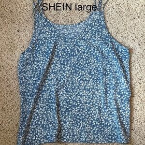 SHEIN Floral Print Blue Tank Top